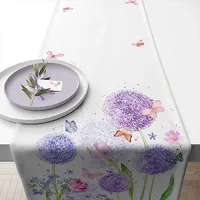 Ambiente Home Ambiente Tischläufer Dekodecke Läufer 150x40 cm 100% Baumwolle Blumen Gräser Pastell Farben Serie Flower Beauty