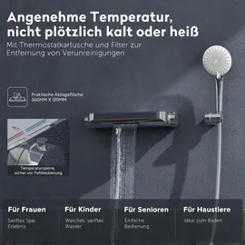 doporro Badewannenarmatur Thermostat Silber