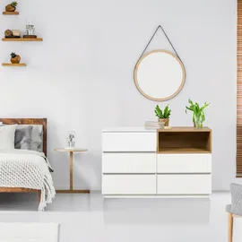 hjh living Sideboard 120 x 76 x 40 cm Weiß/Eiche