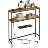 VASAGLE Konsolentisch 20 x 80 x 80 cm vintagebraun-tintenschwarz