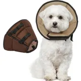 Kuoser Schutzkragen Halskrause Hund Leckschutz Schutzkragen Einstellbar Hundekragen Braun braun