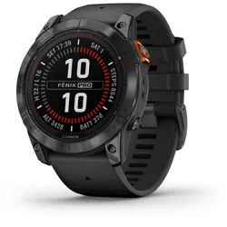 Smartwatch GARMIN "FENIX 7X PRO - SOLAR EDITION", grau (dunkelgrau), Smartwatches, 51mm, ohne eSIM