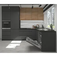 Feldmann-Küchen Feldmann-Wohnen Winkelküche, Grau, Braun, L-Form,Rechteckig, 302x243x232 cm, Küchen, Eckküchen, Eckküchen ohne Geräte