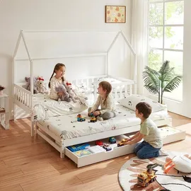 [en.casa] Kinderbett Aarghonmaa 90 x 200 cm Kiefer massiv weiß