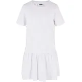 URBAN CLASSICS Girls Valance Tee Dress, Sommer Volantkleid für Mädchen, Kurzarm, white, 146/152