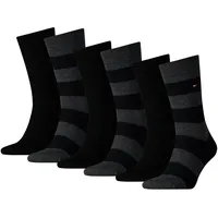 TOMMY HILFIGER Herren Socken, 6er Pack - Rugby Sock, Strümpfe, Streifen, uni/gestreift Schwarz 43-46