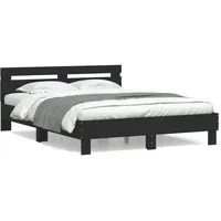 VidaXL Bettgestell mit Kopfteil Schwarz 140x190 cm Holzwerkstoff