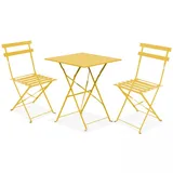 Oviala Gartentisch und 2 Klappstühle gelb