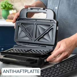 Tefal Jamie Oliver 2-in-1 Sandwich-Waffel-Kombigerät, Antihaftbeschichtete Platten, spülmaschinengeeignet, Betriebs- und Temperaturkontrollleucht...