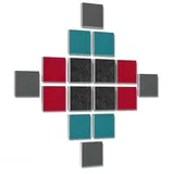 platino24 Akustikplatte 16 Elemente 3D-Set Colore Quadrat 27,5 x 27,5 cm Multicolore rot