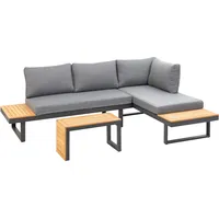 Greemotion Loungegruppe Samara grau, anthrazit Holz, Metall, 8-teilig