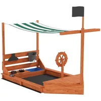 Outsunny Sandkasten mit Abdeckung im Schiff Design Grün