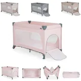 Cangaroo Reiselaufstall One Touch Räder Seiteneingang Matratze klappbar Tasche rosa