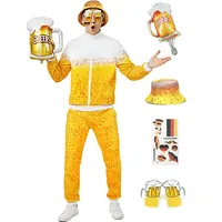 Poboola Karneval Kostüm Herren, Bier Kostüm Herren,80er Jahre Outfit, Bierjacke Anzug Party Halloween Oktoberfest Partnerkostüme L