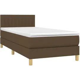 vidaXL Boxspringbett mit Matratze & LED Dunkelbraun 100x200 cm Stoff
