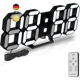 Deeyaple LED Wanduhr Digital Wecker 3D Uhr Dimmbar Snooze Modern USB 12/24