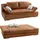 luma-home schönes für dein zuhause Funktionssofa mit Gästebett u.Bettkasten B200/T100/H84 cm, Armlehnen verstellbar, Liegefläche 148x200 cm, Wellenunterfederung, Bezug Mikrofaser in Antikleder-Optik m. Steppung in Braun Curry