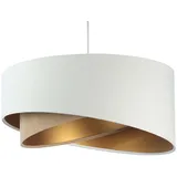 Licht-Erlebnisse - Hängelampe Stoff ø 50 cm h: max. 102 cm in Weiß Beige Gold E27 rund Modern Pendelleuchte