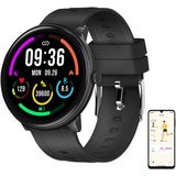 Newgen Medicals Sportuhr: ELESION-kompatible Fitness-Smartwatch, Bluetooth, SpO2, Alexa, IP68 (Smartwatch Herren, Smartwatch Damen, Senioren Handy)