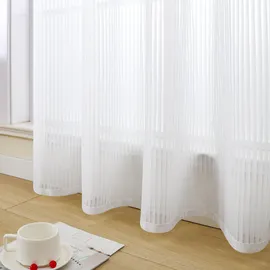 OTTO home Gardine OTTO HOME "Fritty", weiß, B:140cm H:225cm, Ausbrenner, Polyester, Gardinen, Gardine, Ösen, transparent, Pflegeleicht, elegante Längststreifen