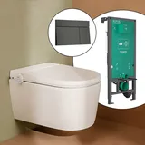 Hansgrohe LivaFine Wand-Dusch-WC mit AquaHelix Flush Komplett-SET iFrame Vorwandelement und Element E Betätigungsplatte L: 59,5 B: 42 Weiß