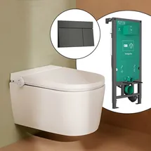 Hansgrohe LivaFine Wand-Dusch-WC mit AquaHelix Flush Komplett-SET iFrame Vorwandelement und Element E Betätigungsplatte L: 59,5 B: 42 Weiß