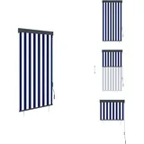 Außenrollo 80 x 250 cm Blau und Weiß - Außenrollo - Markise - Sonnenschutz - Terrassenrollo - Balkonoberfläche