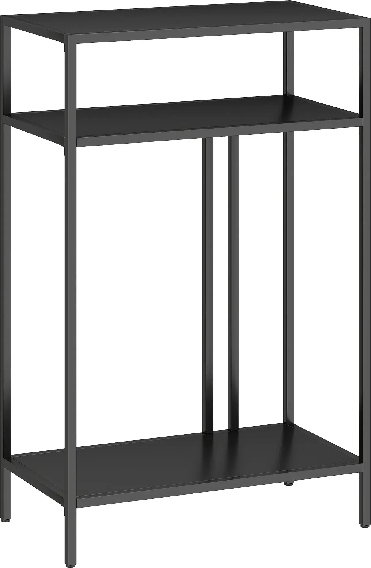 HOMCOM Konsolentisch Schmaler Flurtisch mit 3 Ebenen, Beistelltisch mit Metallrahmen im Industrie-Design, für Wohnzimmer, Flur, 55 x 30 x 85 cm, Schwarz   Aosom