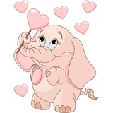 wall-art Wandtattoo »Elefantenbaby mit Herzen + Leuchtsticker«, rosa