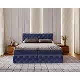 Kaiser Möbel Chesterfield-Kontinentalbett Luxury Stoff Royal Velvet Marineblau 120x200 cm - Blau