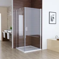 MIQU Duschkabine 90 x 80 x 195 cm Eckeinstieg Schwingtür Duschabtrennung, 90 Schwenkbar Duschtür mit 80 Seitenwand 6mm NANO ESG Glas Duschwand, Pendeltür Komplett Dusche ohne Duwchwanne