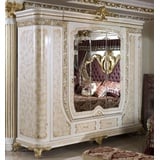 Casa Padrino Luxus Barock Schlafzimmerschrank Weiß / Beige / Gold - Prunkvoller Massivholz Kleiderschrank im Barockstil - Barock Schlafzimmer & Hotel Möbel - Edel & Prunkvoll