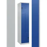 C+P Z-Spind Classic PLUS bodenstehend, 2 Abteile, HxBxT 185x40x50cm, Sicherheitsdrehriegel, Hellgrau/Enzianblau von PROREGAL