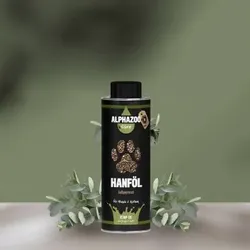 ALPHAZOO Premium Hanföl für Hunde & Katzen I Entspannung und Fellglanz 250 g