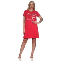 Normann Damen Nachthemd kurzarm mit Rundhals und Front-Print -