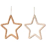 levandeo 2er Set Deko Stern Anhänger H31cm Natur Weihnachtsdeko Fensterdeko Hängedeko Weihnachten Weihnachtsschmuck