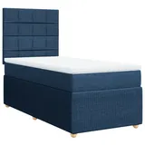 vidaXL Boxspringbett mit Matratze Blau 100x200 cm Stoff