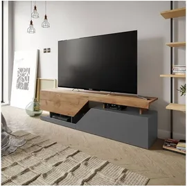 Mirjan24 Ceelias TV-Lowboard 160 cm Wotan/Anthrazit Spanplatte/Melamin