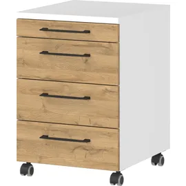 Germania Büromöbel-Set "Profi 3.0", weiß (weiß, grandson, eiche, nachbildung), Schreibtisch 140cm breit Holzwerkstoff Metall, Holzwerkstoff, Metall, Arbeitsmöbel-Sets, Büromöbel-Set, bestehend aus Schreibtisch und Rollcontainer