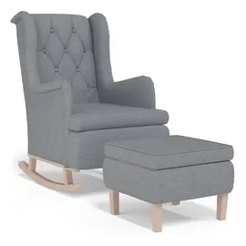 vidaXL Schaukelsessel mit Hocker Hellgrau Stoff