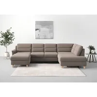 sit&more Wohnlandschaft SIT & MORE "Farö U-Form", grau (taupe), B:325cm H:90cm T:187cm, Sofas, Wohnlandschaft, inklusive Federkern, wahlweise mit Bettfunktion und Bettkasten