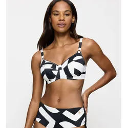 Bügel-Bikini-Top TRIUMPH "Summer Allure W 01", Damen, Gr. 40, Cup C, weiß (weiß, schwarz combination), Microfaser, Obermaterial: 77% Polyamid, 23% Elasthan, Bikini-Oberteile, Minimizer optische Verkleinerung, elegante Zierringe