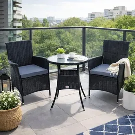 Estexo Polyrattan Set 7-tlg. Schwarz