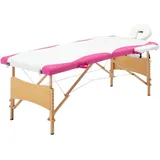 vidaXL Holz Massagetisch Klappbar 2 Zonen mit Tragetasche Therapie Massageliege Massagebank Kosmetikliege Therapieliege Massage Liege Weiß Rosa