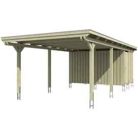 SKANHOLZ Carport Emsland 4,04 x 8,46 m unbehandelt beige mit Abstellraum