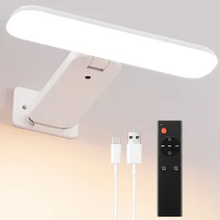 Bildbeleuchtung Kabellos, Akku Wandlampe Innen, LED Wandleuchte Innen mit 3 Farbtemperaturen, Fernbedienung mit Timer, Bilderleuchte für Malen Foto Portrait Dart Beleuchtung Bilder Wandkunst​, Weiß