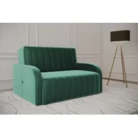 moeblo Kindersofa aus Samt MONTANA 120, Schlafsessel Sofa Sessel Jugendsofa Schlafsofa 2-Sitzer Gästebett mit Schlaffunktion, mit Bettkasten, mit Relaxfunktion grün