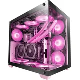 Mars Gaming MCV4 Rosa, Custom XXL E-ATX Gaming Tower, Rahmenloses Front und Seitenfenster Gehärtetem Glas, Modularer Doppelkammerrahmen
