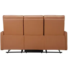 dorel home 3-Sitzer DOREL HOME "Lugo, Kinosofa mit Reclinerfunktion in Kunstleder und Webstoff", braun (cognac), B:180cm H:102cm T:86cm, Sofas, mit manueller Relaxfunktion in 2 Sitzen