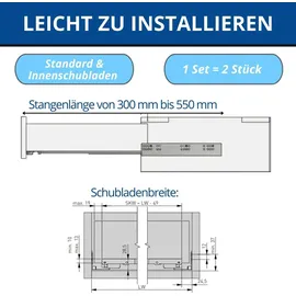 Gtv Unterflurführung Schubladenschienen 550 mm